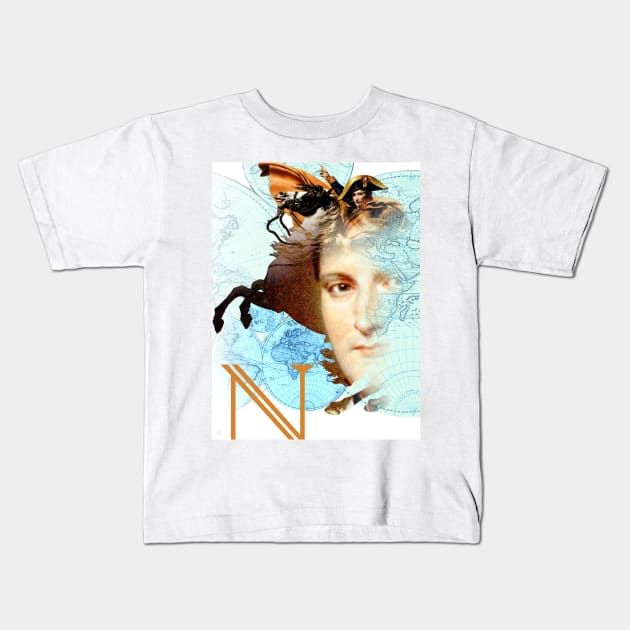 Napoleon Bonaparte Collage Portrait Kids T-Shirt by Dez53